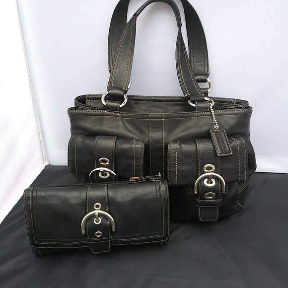 Coach bag purse shoulder bag with matching wallet - Picture 2 of 6